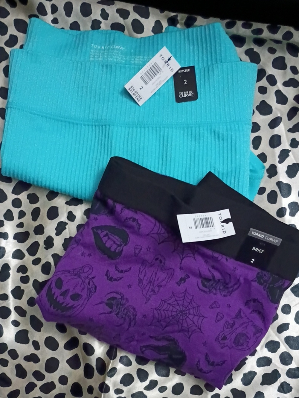 Torrid Ribbed Hipster & Halloween Print Briefs - Turquoise & Purple